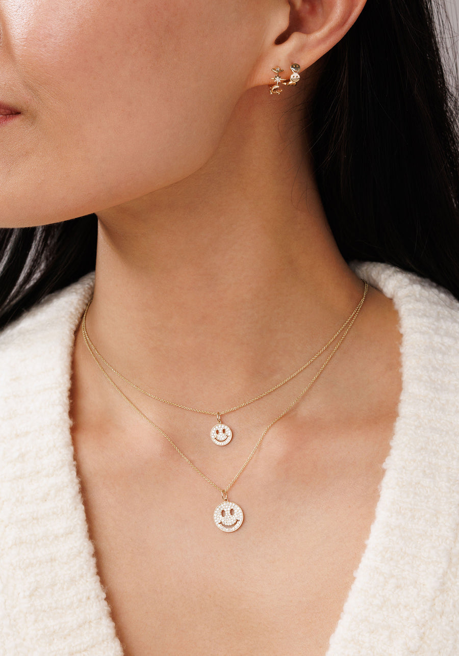 Pure Gold Happy Face Huggie Hoops - Sydney Evan Fine Jewelry