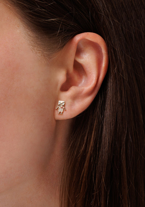 Gold & Diamond Robot Stud