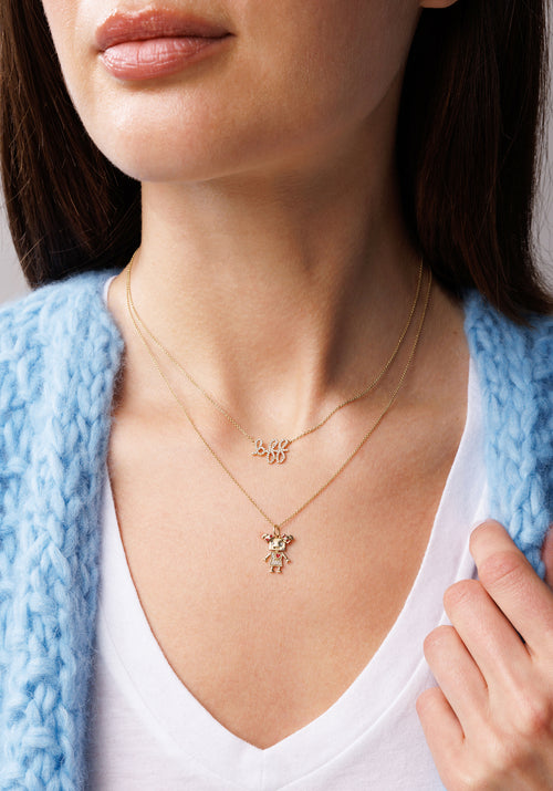 Gold & Diamond Girl Robot Charm