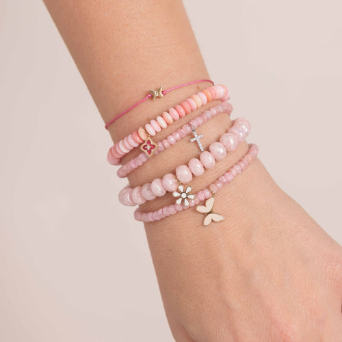 Pure Gold Tiny Butterfly Bead Cord Bracelet