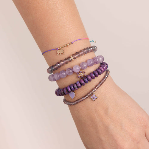 Gold & Diamond Wheel Rondelle on Mystic Rainbow Quartz