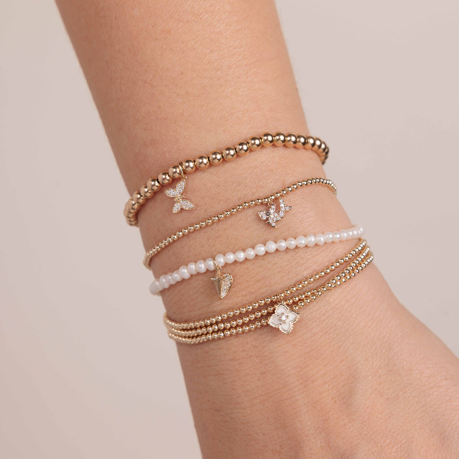 Gold & Diamond Tiny Butterfly On Gold Beads - Sydney Evan Fine Jewelry