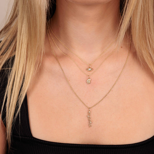 Gold & Diamond Small Mama Script Tiny Daisy Charm