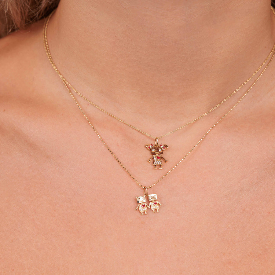 Gold & Diamond Robot Friendship Charm - Sydney Evan Fine Jewelry