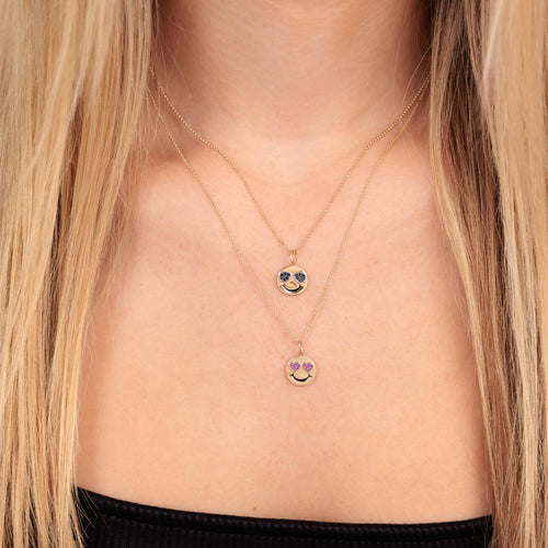 Gold & Ruby Heart Eyes Happy Face Charm