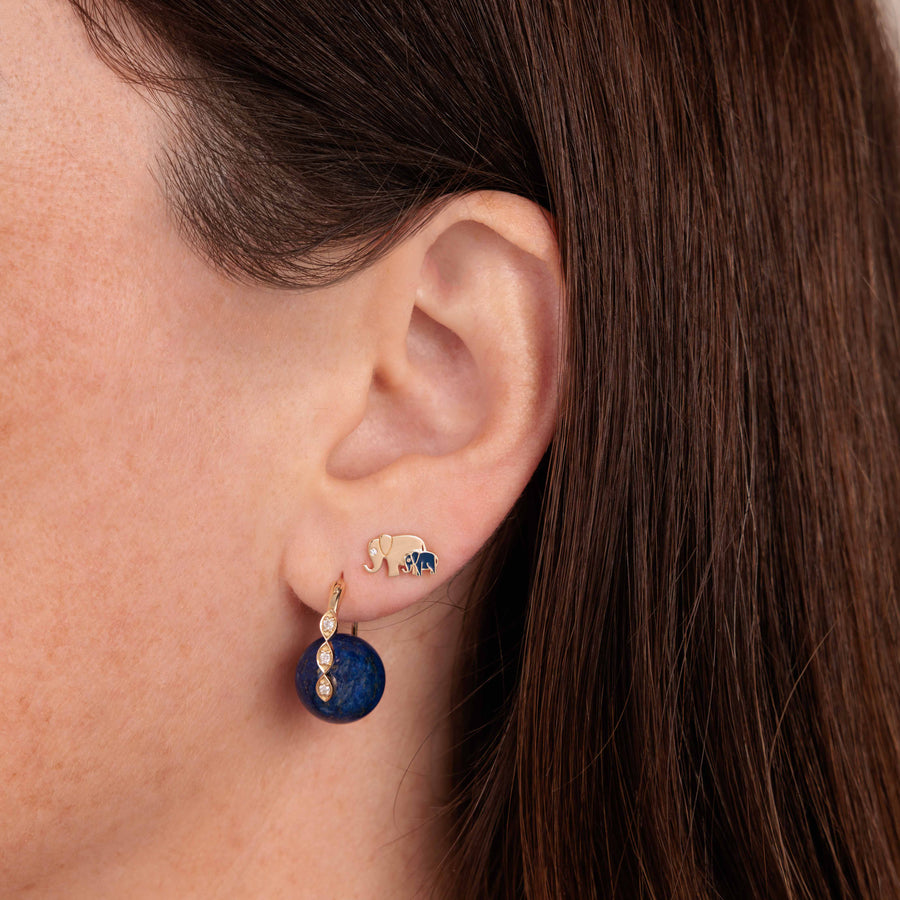 Gold & Diamond Marquise Eye Lapis Earrings - Sydney Evan Fine Jewelry