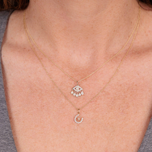 Gold & Diamond Small Eye With Marquise Eye Fringes Charm