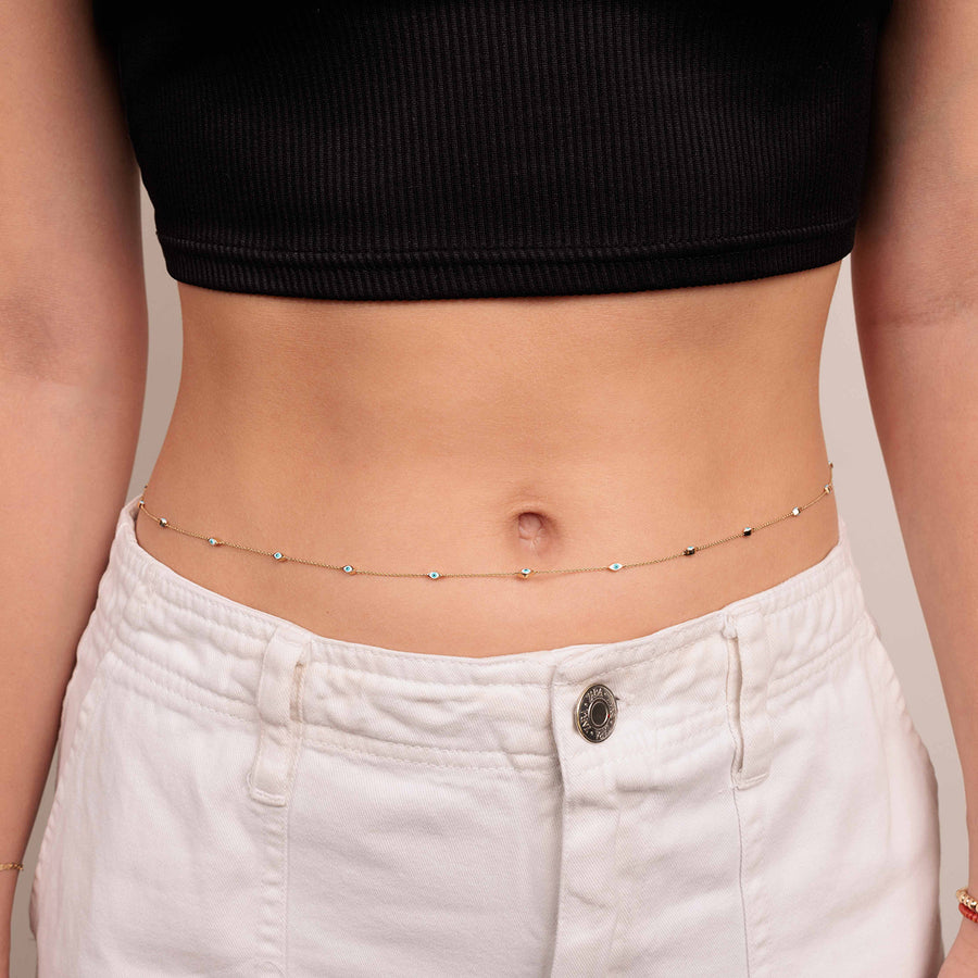 Gold & Enamel Multi Mini Eye Belly Chain - Sydney Evan Fine Jewelry