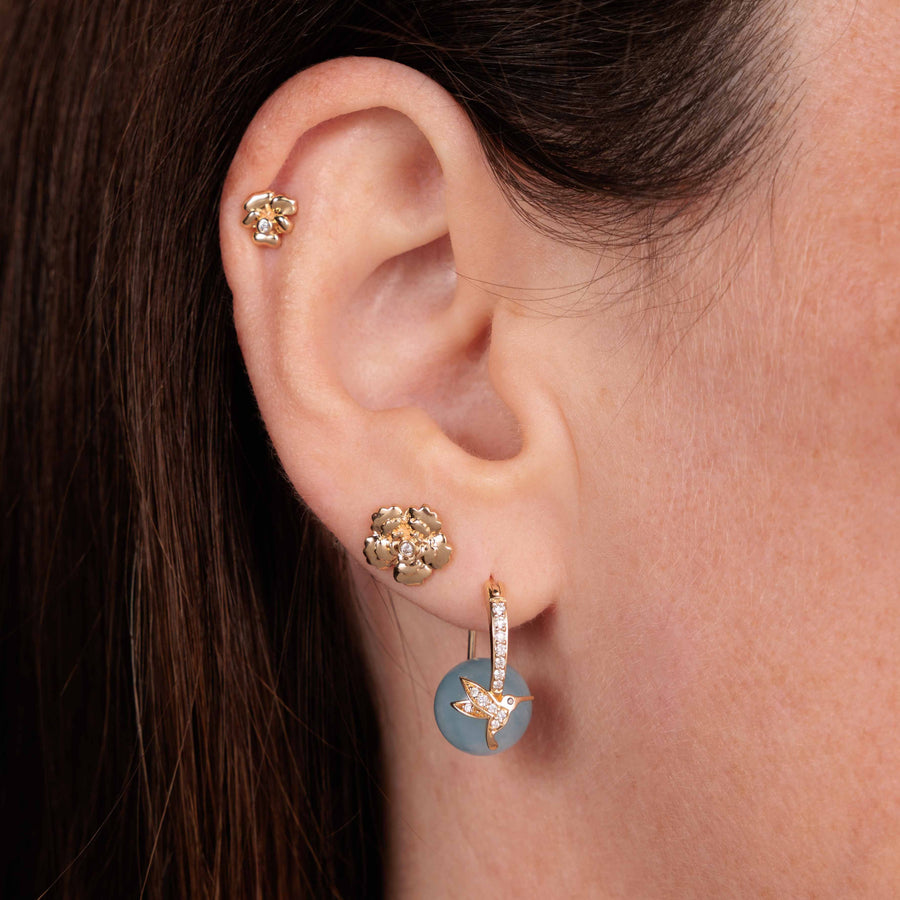 Gold & Diamond Begonia Stud - Sydney Evan Fine Jewelry