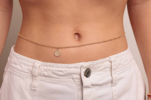 Gold & Diamond Eye Rays Coin Belly Chain