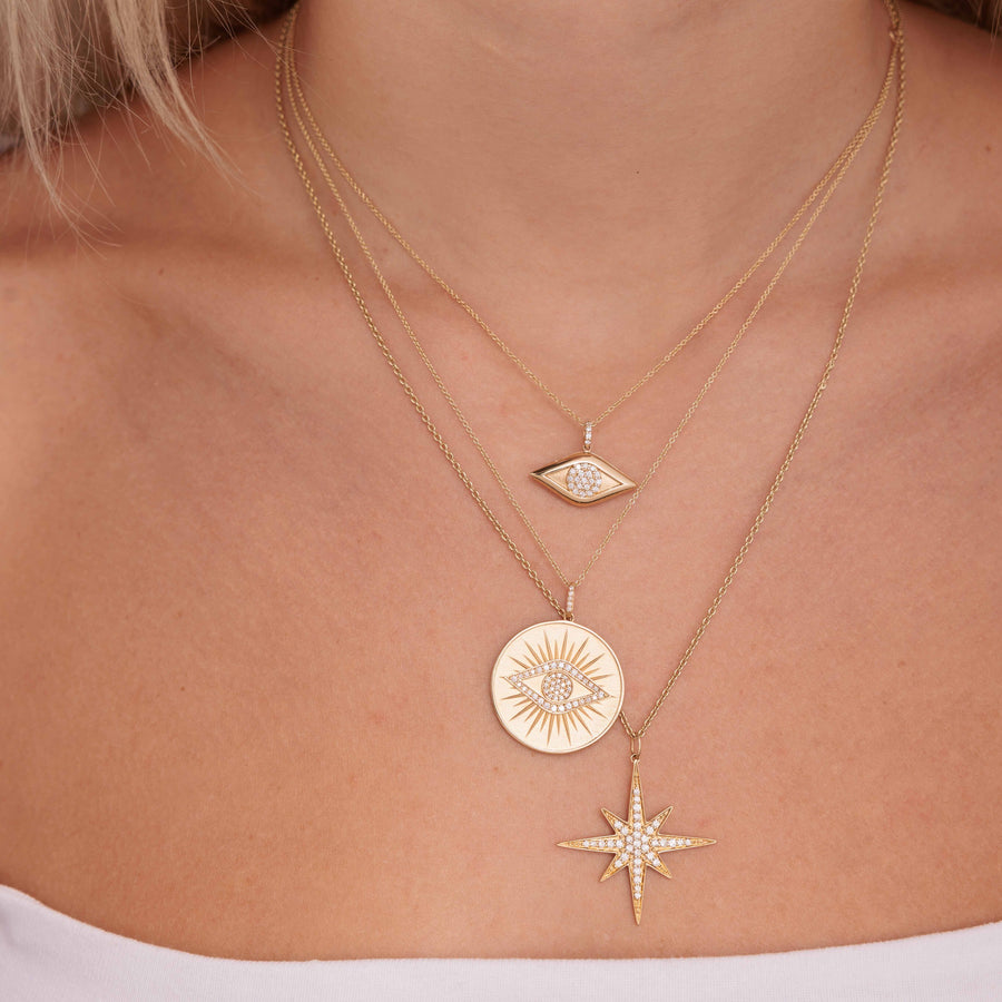 Gold & Diamond Eye Coin Charm - Sydney Evan Fine Jewelry