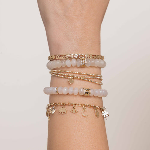 Pure Gold Tiny Multi-Charm Chain Bracelet