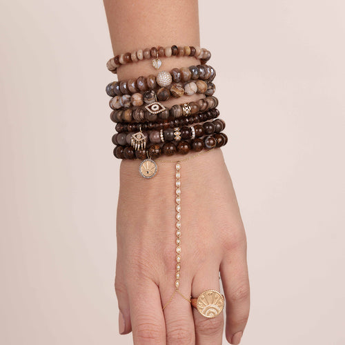 Gold & Diamond Rondelle on Smokey Quartz