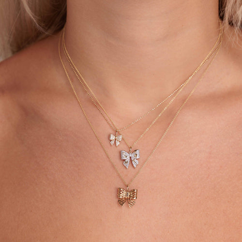 Gold & Diamond Fishnet Bow Charm