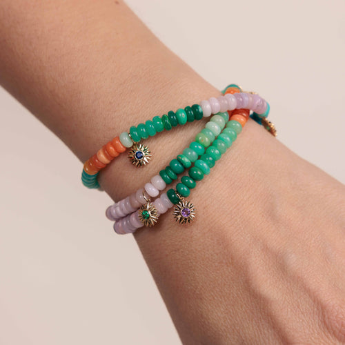 Gold & Rainbow Multi-Charm Sunburst Wrap Bracelet