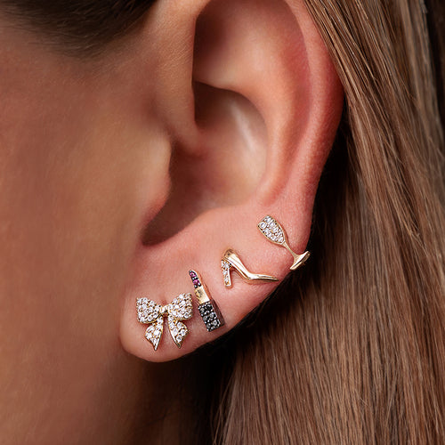 Gold & Diamond Champagne Glass Stud