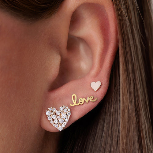 Gold & Enamel Mini Heart Stud