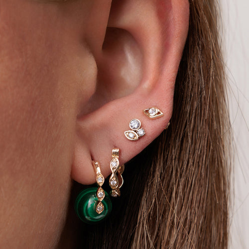 Gold & Diamond Multi Marquise Eye Hoops