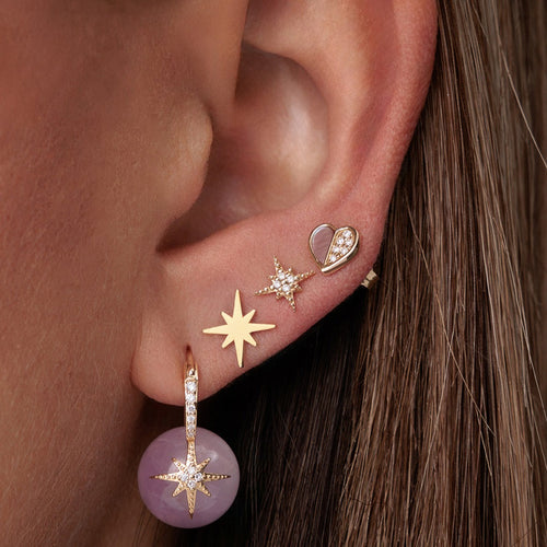 Gold & Diamond Mini Starburst Stud