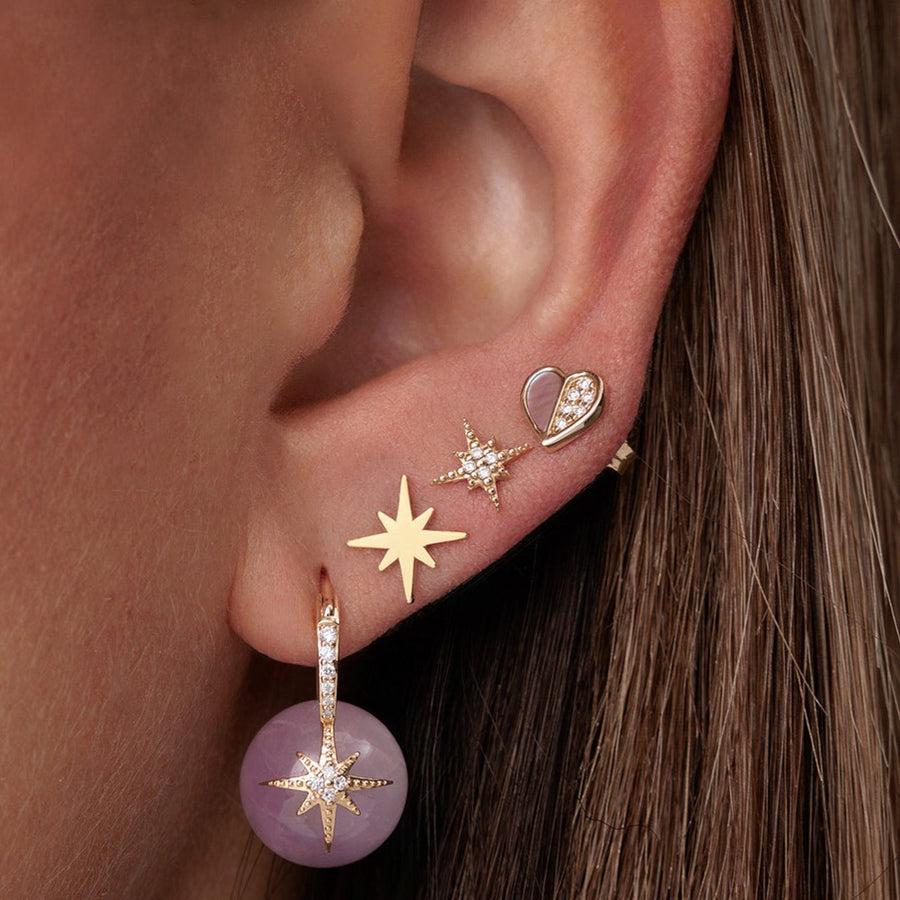 Gold & Diamond Starburst Kunzite Earrings - Sydney Evan Fine Jewelry