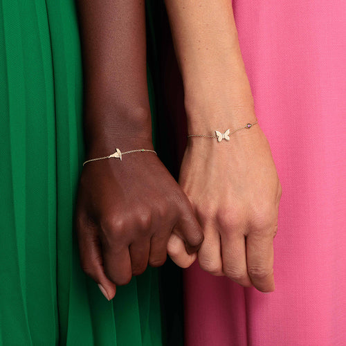 Gold & Pink Sapphire Wicked Glinda Pure Butterfly Chain Bracelet