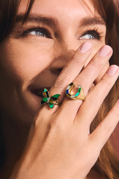 Gold & Diamond Mosaic Butterfly Ring