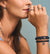 Gold, Diamond & Lapis Three Hearts Stone Inlay Linear Earring