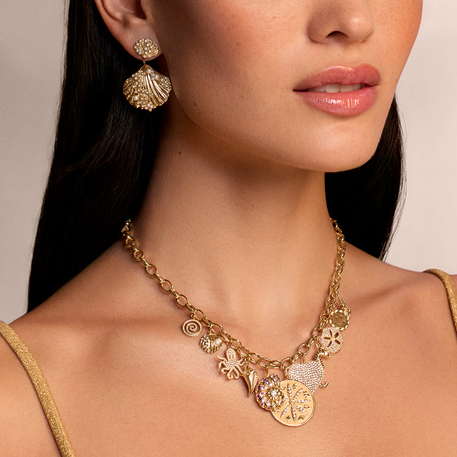 Gold & Diamond Scallop Shell Earring - Sydney Evan Fine Jewelry