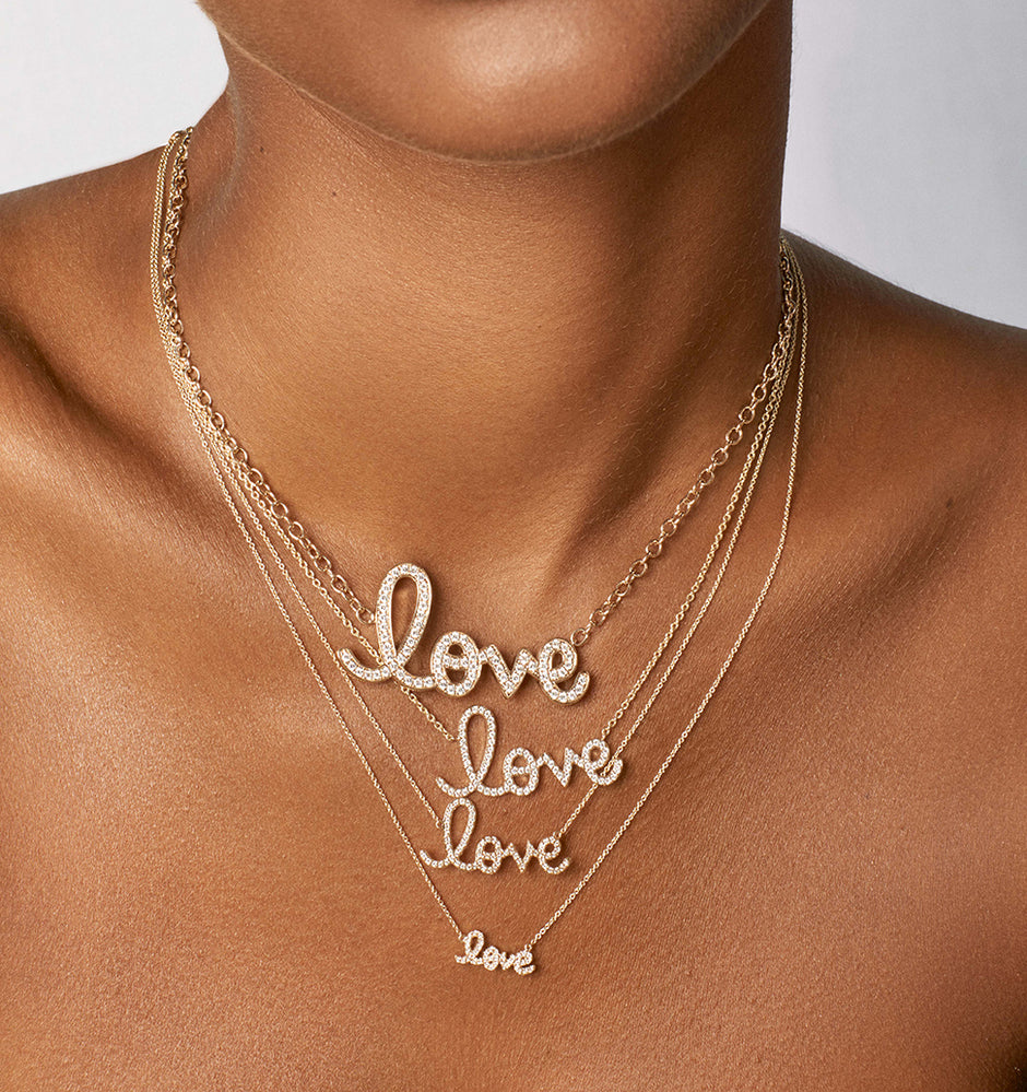 Shop Sydney Evan 14kGold & Diamond Large Love Necklace