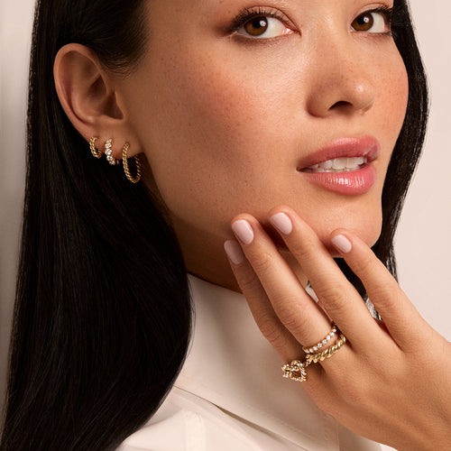 Pure Gold Twisted Rope Medium Hoops