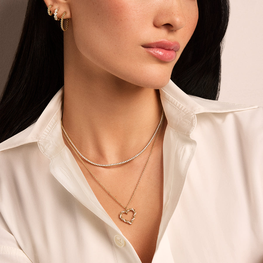 Gold & Diamond Rope Heart Charm - Sydney Evan Fine Jewelry