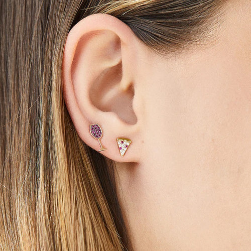 Rose Gold & Ruby Wine Glass Stud