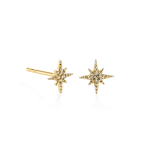 Gold & Diamond Mini Starburst Stud