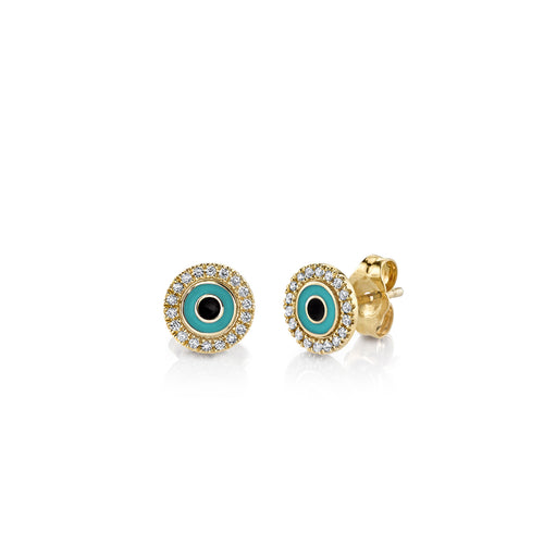 Gold & Enamel Small Eye Stud