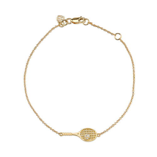 Gold & Diamond Tennis Racquet Bracelet