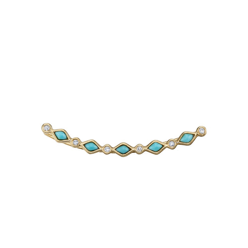 Gold & Diamond Turquoise Ear Climber