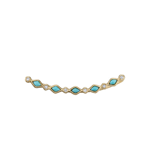 Gold & Diamond Turquoise Ear Climber
