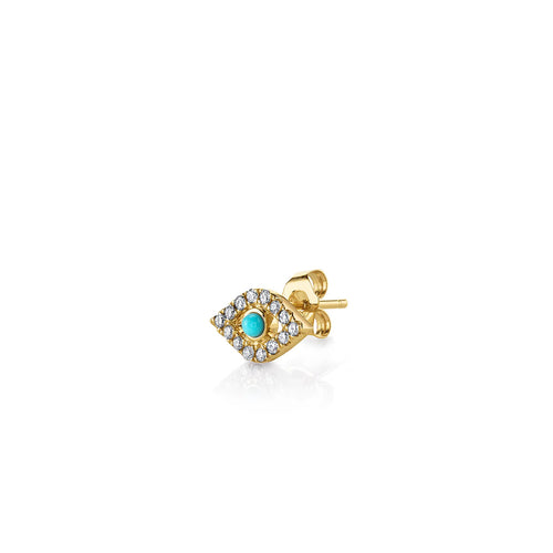 Gold & Diamond Large Bezel Eye Stud