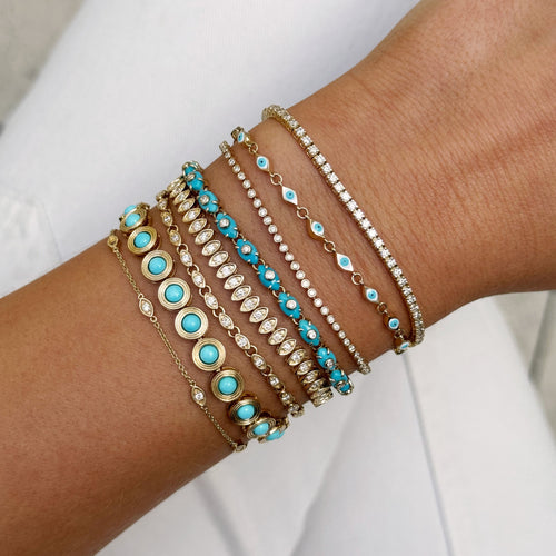 Gold & Diamond Marquise Eye Eternity Bracelet