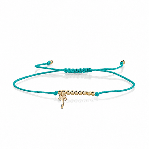 Pure Gold Tiny Palm Tree Cord Bracelet