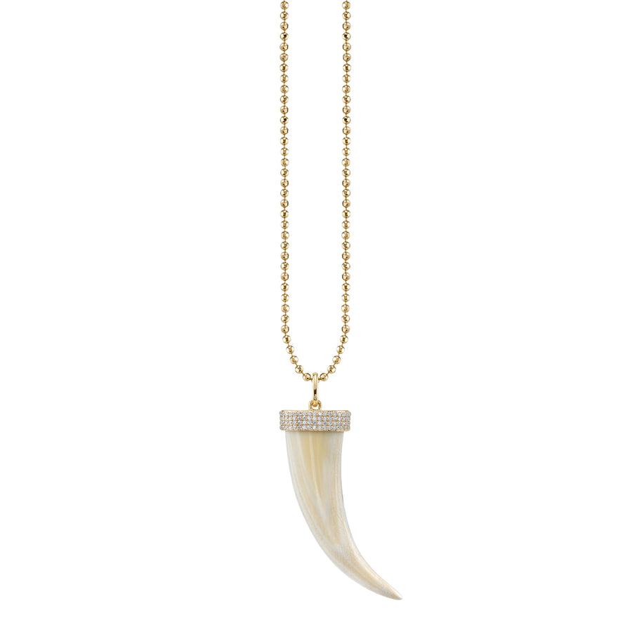 Gold & Diamond Large Carved Stone Horn Necklace - Sydney Evan Fine Jewelry