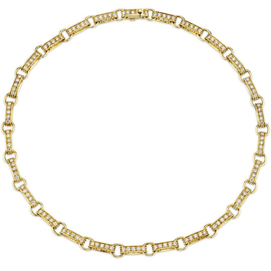 Gold & Diamond Large Round Rectangle Link Eternity Necklace - Sydney Evan Fine Jewelry