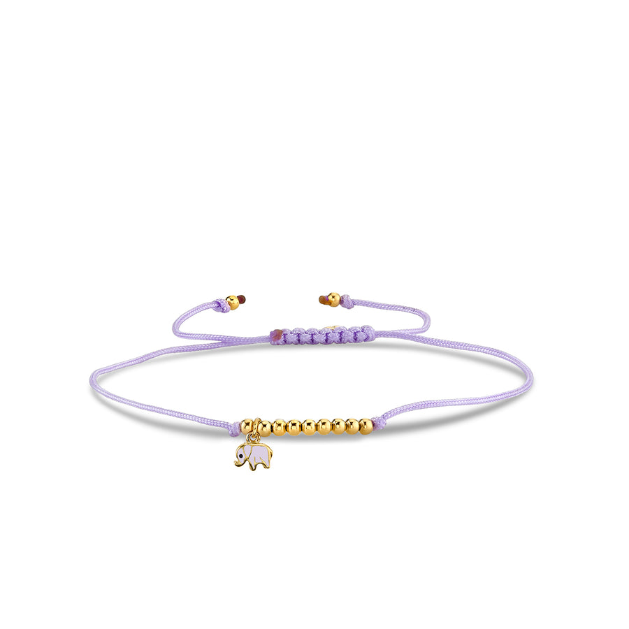 Gold & Enamel Mini Elephant Cord Bracelet - Sydney Evan Fine Jewelry