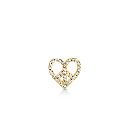 Gold & Diamond Peace Heart Stud