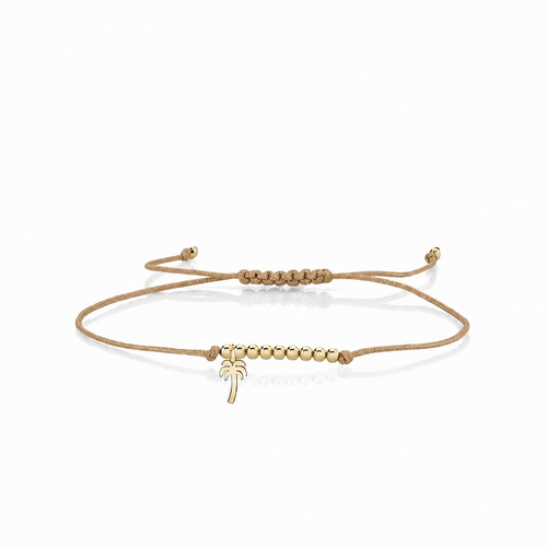 Pure Gold Tiny Palm Tree Cord Bracelet