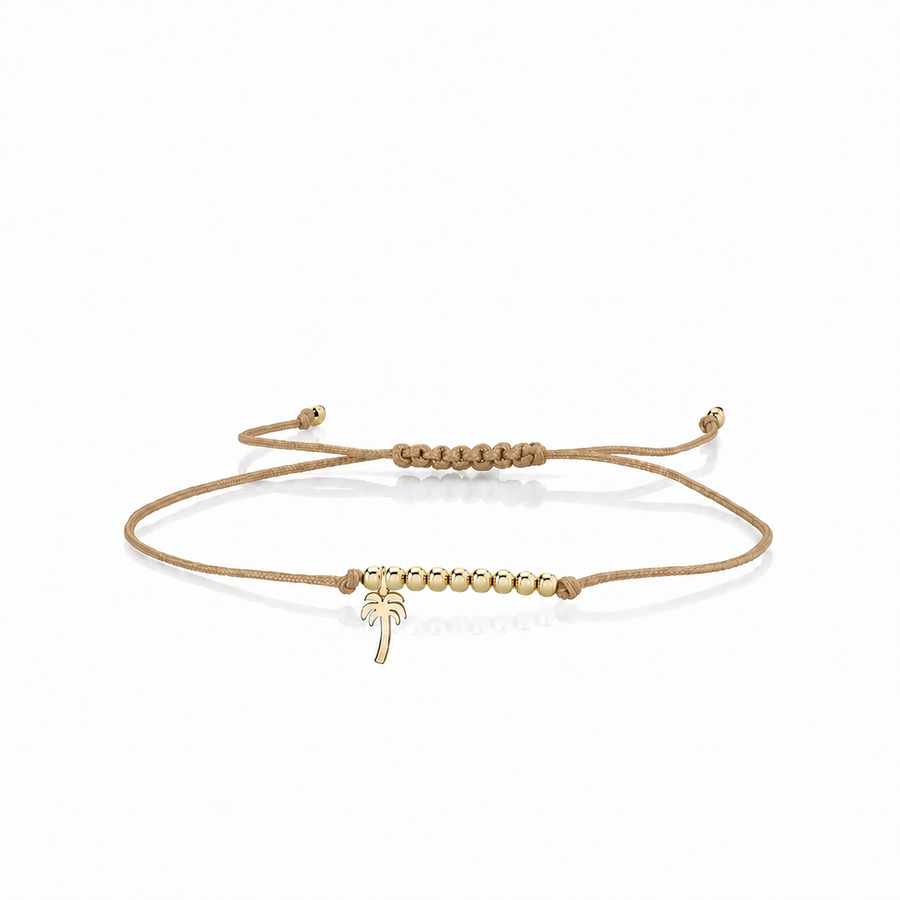 Shop Sydney Evan 14k Pure Gold Tiny Palm Tree Cord Bracelet