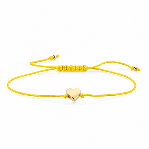 Pure Gold Tiny Heart Bead Cord Bracelet