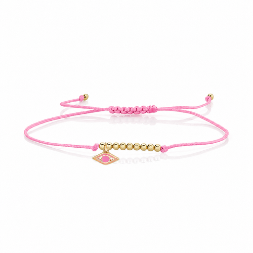 Gold & Enamel Tiny Eye Cord Bracelet