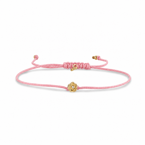 Gold & Diamond Rose Cord Bracelet