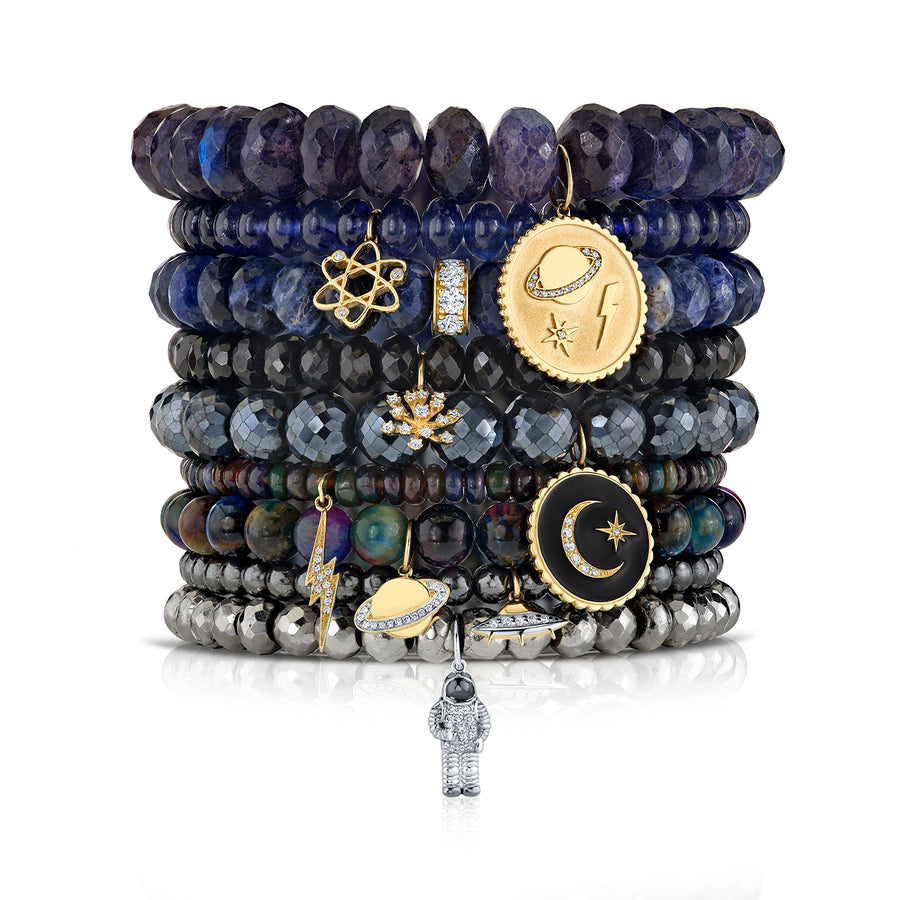 Gold & Diamond 8mm Extra Large Pave Eternity Rondelle on Sodalite - Sydney Evan Fine Jewelry